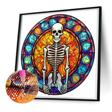 Load image into Gallery viewer, Halloween Pumpkin Skeleton Haunted House Glass Painting 30*30CM(Canvas) Full Round Drill Diamond Painting
