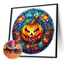 Load image into Gallery viewer, Halloween Pumpkin Skeleton Haunted House Glass Painting 30*30CM(Canvas) Full Round Drill Diamond Painting
