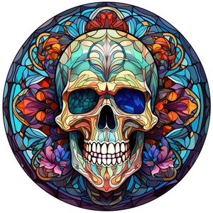 Halloween Pumpkin Skeleton Haunted House Glass Painting 30*30CM(Canvas) Full Round Drill Diamond Painting