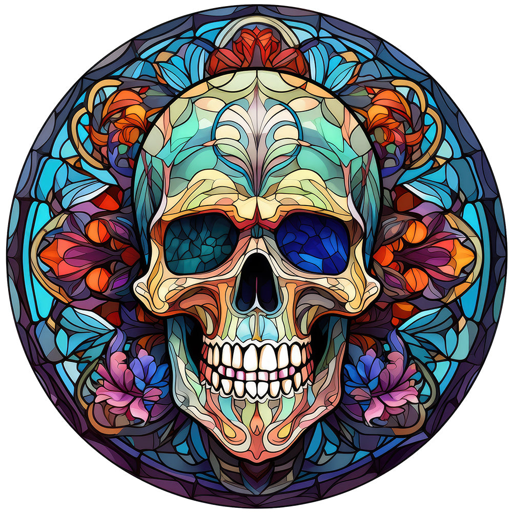 Halloween Pumpkin Skeleton Haunted House Glass Painting 30*30CM(Canvas) Full Round Drill Diamond Painting