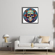 Load image into Gallery viewer, Halloween Pumpkin Skeleton Haunted House Glass Painting 30*30CM(Canvas) Full Round Drill Diamond Painting
