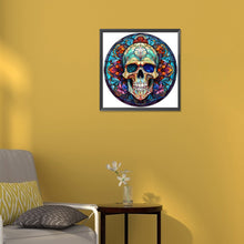 Load image into Gallery viewer, Halloween Pumpkin Skeleton Haunted House Glass Painting 30*30CM(Canvas) Full Round Drill Diamond Painting
