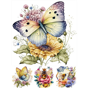 Butterfly And Bee 30*30CM(Canvas) Full Round Drill Diamond Painting