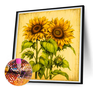 Two Bunches Of Sunflowers 30*30CM(Canvas) Full Round Drill Diamond Painting