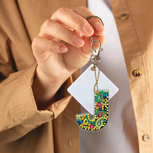 Load image into Gallery viewer, DIY Pocket Mirror Handmade Gem Keychains Letters Lady Bag Pendant (J)
