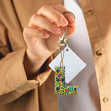 Load image into Gallery viewer, DIY Pocket Mirror Handmade Gem Keychains Letters Lady Bag Pendant (L)
