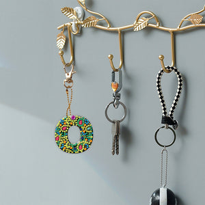 DIY Pocket Mirror Handmade Gem Keychains Letters Lady Bag Pendant (O)