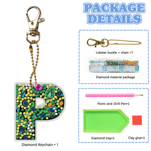 DIY Pocket Mirror Handmade Gem Keychains Letters Lady Bag Pendant (P)