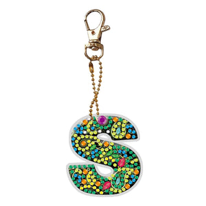 DIY Pocket Mirror Handmade Gem Keychains Letters Lady Bag Pendant (S)
