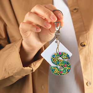 DIY Pocket Mirror Handmade Gem Keychains Letters Lady Bag Pendant (S)