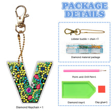 Load image into Gallery viewer, DIY Pocket Mirror Handmade Gem Keychains Letters Lady Bag Pendant (V)
