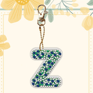DIY Pocket Mirror Handmade Gem Keychains Letters Lady Bag Pendant (Z)