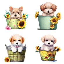 Load image into Gallery viewer, Sunflower Tin Bucket Puppy 30*30CM(Canvas) Full Round Drill Diamond Painting
