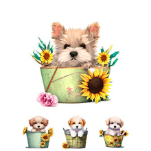 Load image into Gallery viewer, Sunflower Tin Bucket Puppy 30*30CM(Canvas) Full Round Drill Diamond Painting
