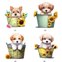 Load image into Gallery viewer, Sunflower Tin Bucket Puppy 30*30CM(Canvas) Full Round Drill Diamond Painting
