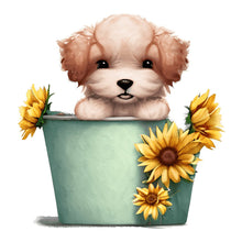 Load image into Gallery viewer, Sunflower Tin Bucket Puppy 30*30CM(Canvas) Full Round Drill Diamond Painting
