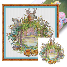 Load image into Gallery viewer, Joy Sunday Forest Wreath (40*42CM) 14CT 2 Stamped Cross Stitch
