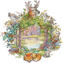 Load image into Gallery viewer, Joy Sunday Forest Wreath (40*42CM) 14CT 2 Stamped Cross Stitch
