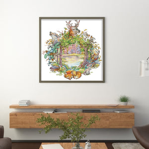 Joy Sunday Forest Wreath (40*42CM) 14CT 2 Stamped Cross Stitch
