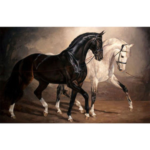 Black Horse White Horse 70*45CM(Picture) Full Square Drill Diamond Painting