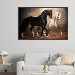 Black Horse White Horse 70*45CM(Picture) Full Square Drill Diamond Painting