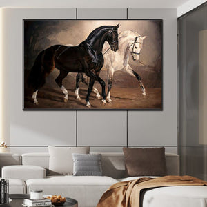 Black Horse White Horse 70*45CM(Picture) Full Square Drill Diamond Painting
