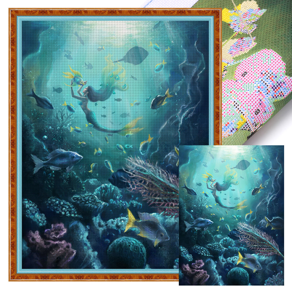 Underwater Mermaid (40*55CM) 11CT 3 Stamped Cross Stitch