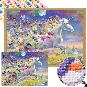 Butterfly Horse 40*55CM(Picture) Full Round Drill Diamond Painting