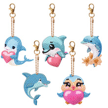 Load image into Gallery viewer, DIY Diamond Art Keychains Double Sided 5pcs Gem Keychains(Dolphin)
