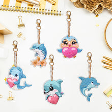 Load image into Gallery viewer, DIY Diamond Art Keychains Double Sided 5pcs Gem Keychains(Dolphin)
