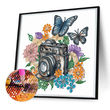 Load image into Gallery viewer, Butterfly Flower Nostalgic Camera 30*30CM(Canvas) Partial Special Shaped Drill Diamond Painting
