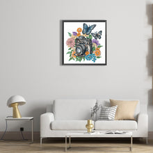 Load image into Gallery viewer, Butterfly Flower Nostalgic Camera 30*30CM(Canvas) Partial Special Shaped Drill Diamond Painting
