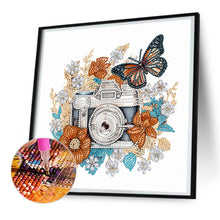 Load image into Gallery viewer, Butterfly Flower Nostalgic Camera 30*30CM(Canvas) Partial Special Shaped Drill Diamond Painting
