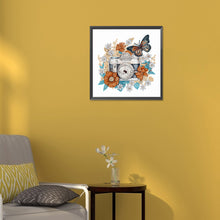 Load image into Gallery viewer, Butterfly Flower Nostalgic Camera 30*30CM(Canvas) Partial Special Shaped Drill Diamond Painting
