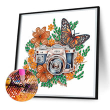 Load image into Gallery viewer, Butterfly Flower Nostalgic Camera 30*30CM(Canvas) Partial Special Shaped Drill Diamond Painting
