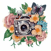 Load image into Gallery viewer, Butterfly Flower Nostalgic Camera 30*30CM(Canvas) Partial Special Shaped Drill Diamond Painting
