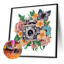 Load image into Gallery viewer, Butterfly Flower Nostalgic Camera 30*30CM(Canvas) Partial Special Shaped Drill Diamond Painting
