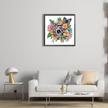 Load image into Gallery viewer, Butterfly Flower Nostalgic Camera 30*30CM(Canvas) Partial Special Shaped Drill Diamond Painting
