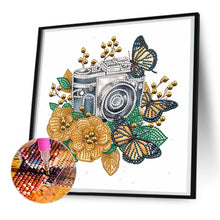 Load image into Gallery viewer, Butterfly Flower Nostalgic Camera 30*30CM(Canvas) Partial Special Shaped Drill Diamond Painting
