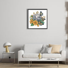 Load image into Gallery viewer, Butterfly Flower Nostalgic Camera 30*30CM(Canvas) Partial Special Shaped Drill Diamond Painting

