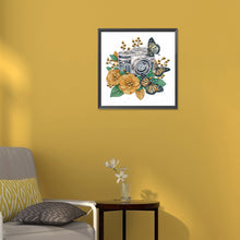 Load image into Gallery viewer, Butterfly Flower Nostalgic Camera 30*30CM(Canvas) Partial Special Shaped Drill Diamond Painting

