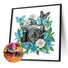 Load image into Gallery viewer, Butterfly Flower Nostalgic Camera 30*30CM(Canvas) Partial Special Shaped Drill Diamond Painting
