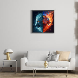Tiger Yin And Yang Diagram 30*30CM(Canvas) Full Round Drill Diamond Painting