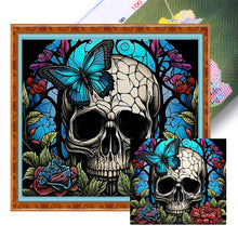 Load image into Gallery viewer, Windowpane-Skull (50*45CM) 11CT 3 Stamped Cross Stitch
