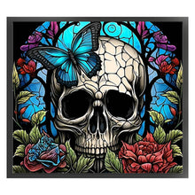 Load image into Gallery viewer, Windowpane-Skull (50*45CM) 11CT 3 Stamped Cross Stitch
