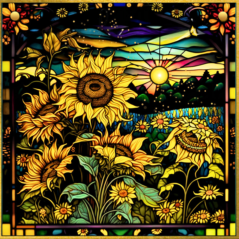 Autumn Sunflowers 50*50CM(Canvas) Full Round Drill Diamond Painting