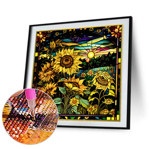 Autumn Sunflowers 50*50CM(Canvas) Full Round Drill Diamond Painting