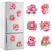 Load image into Gallery viewer, DIY Refrigerator Stickers Owl Round Diamond Sticker (Pink Owl)
