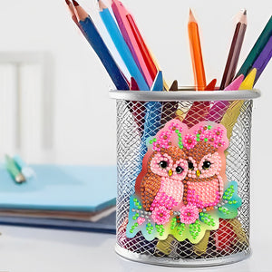 DIY Refrigerator Stickers Owl Round Diamond Sticker (Pink Owl)