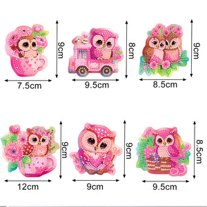DIY Refrigerator Stickers Owl Round Diamond Sticker (Pink Owl)